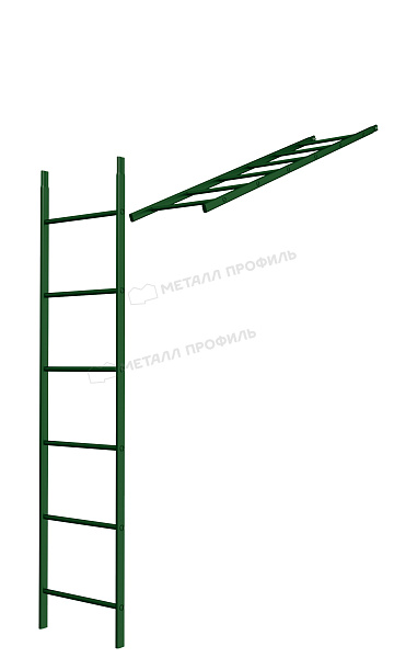 Лестница кровельная стеновая дл. 1860 мм без кронштейнов (6005) ― заказать в Компании Металл Профиль недорого.