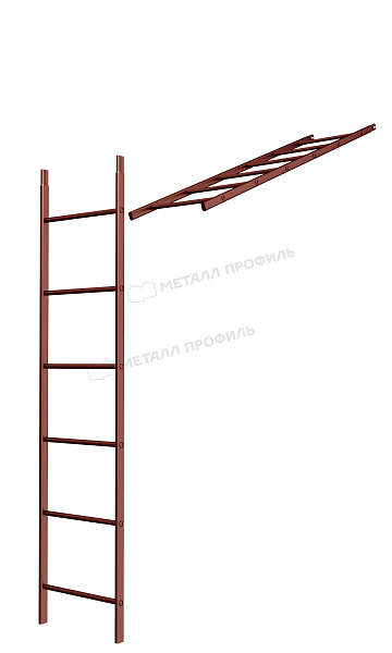 Лестница кровельная стеновая МП дл. 1860 мм без кронштейнов (3011)_1шт и метизы по стоимости 29080 тнг., купить в Караганде.